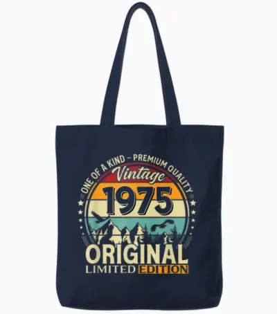 51 Anniversaire Cadeau Homme Et Femme Vintage Année 1975 Tote Bags - Navy