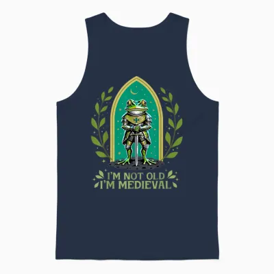 Im Not Old I'm Medieval Funny Frog Knight Fantasy Humour Unisex Tank Top - Navy