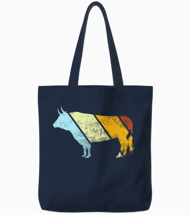 Bull Retro Tote Bags in Navy