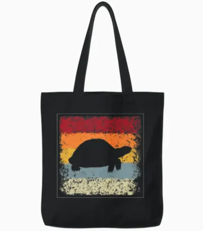 Turtle Retro Tote Bags - Black
