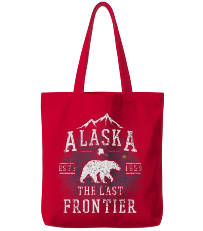 Alaska the Last Frontier Tote Bags - Red