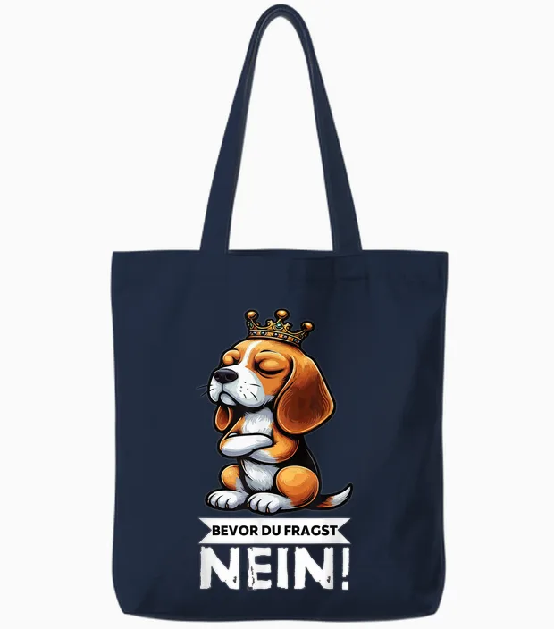 Bevor Du Fragst Nein Beagle Beagle Owner Beagle Lover Tote Bags in Navy
