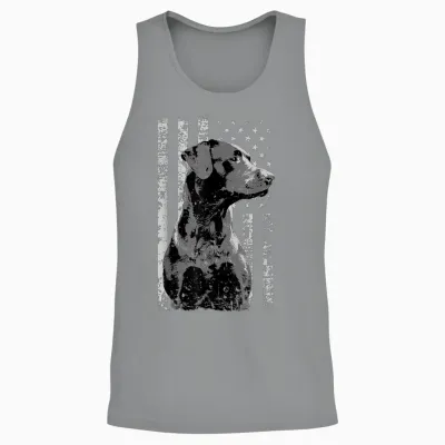 Patriotic Usa Flag Black Labrador Gift for Lab Owners Short Sleeve Unisex Tank Top - Sport Grey