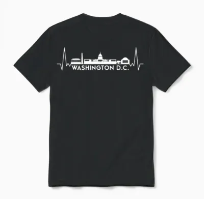 Heartbeat Skyline Usa Washington D.c. Unisex T-Shirt - Black