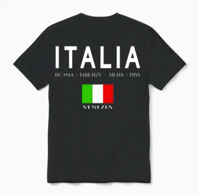 Italia Venezia White Unisex T-Shirt - Black