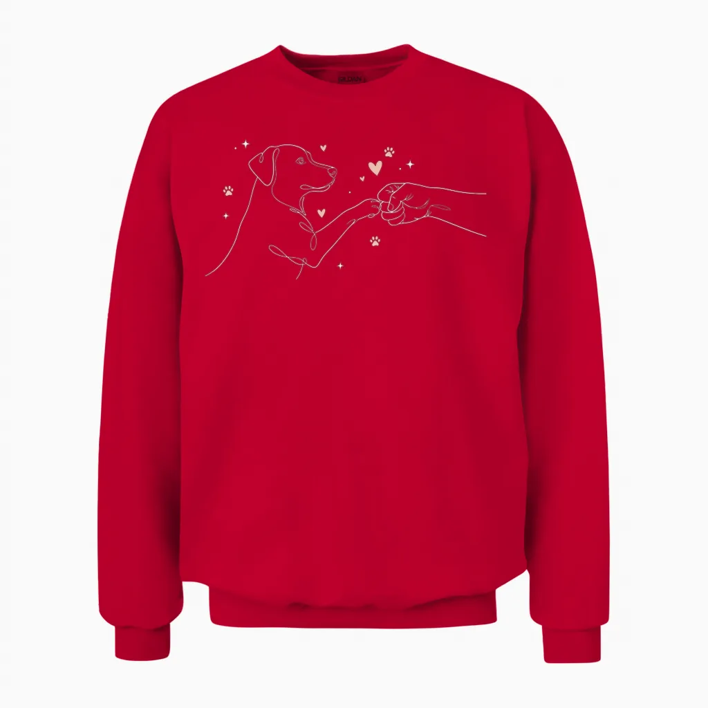 People Punch Hand Dog Friendship Fist Dogs Paw Unisex Sweatshirt in Red