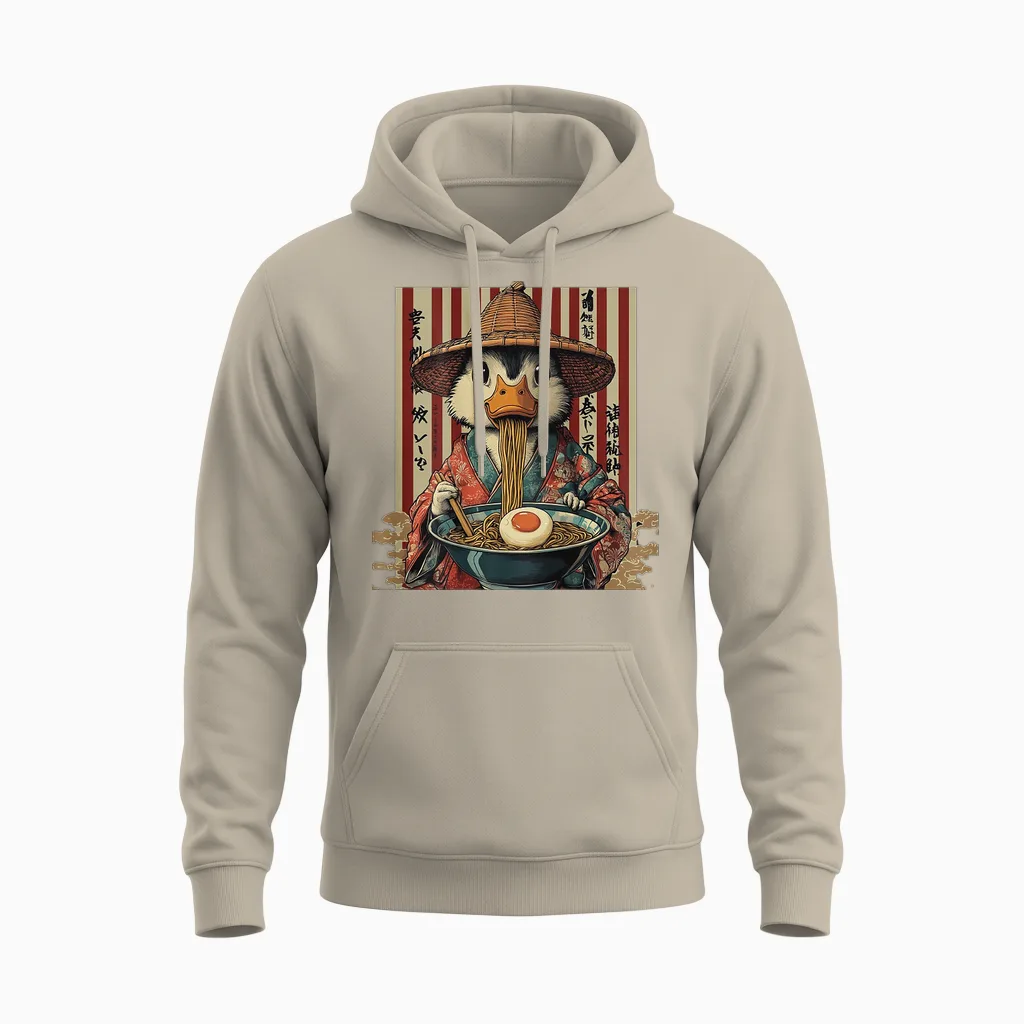 Backprint Japan Aesthetic Ramen Nudeln Urban Streetwear Unisex Hoodie in Sand