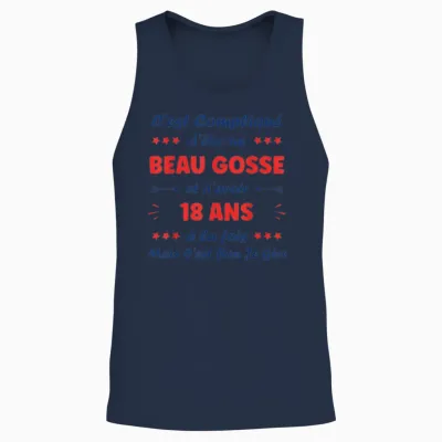 Beau Gosse 18 Years Teen Funny Man Birthday 18 Years T-Shirt, White, S Unisex Tank Top - Navy