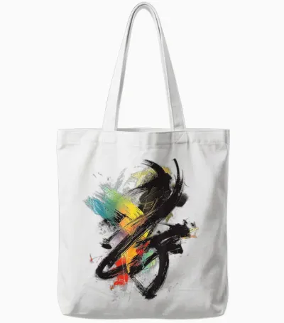 Abstract Art Colorful Graphic Art Painting T-Shirt, White, S Tote Bags - White