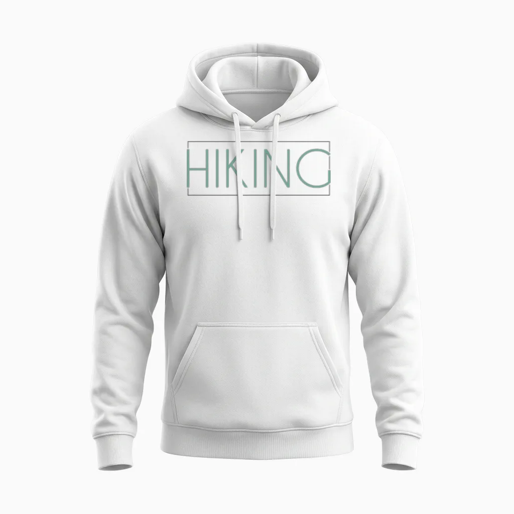 Hiking Lettering & Outdoors Unisex Hoodie in White