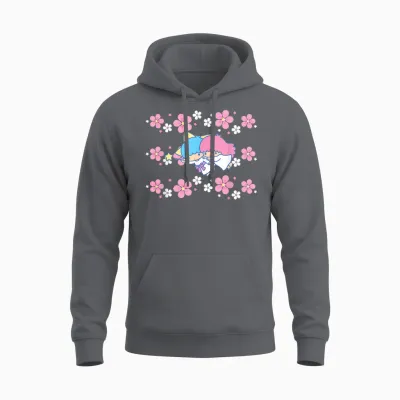 Little Twin Stars Tropical Flowers Unisex Hoodie - Charcoal