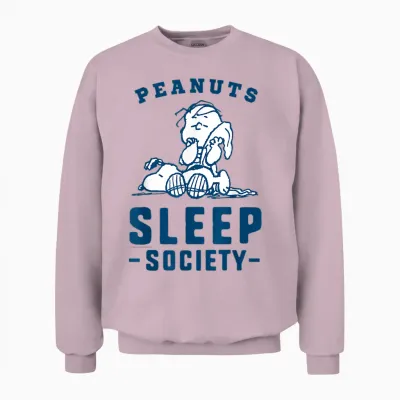 Peanuts Snoopy Linus Sleep Society Nap Time Classic Friends Unisex Sweatshirt - Light Pink