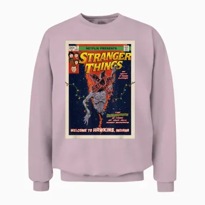 Stranger Things Welcome to Hawkins Comic Cover Unisex Sweatshirt - Light Pink
