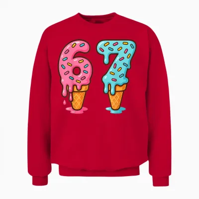 Baseball Drip Ice Cream 67 Baseball Lifestyle 101 Unisex Sweatshirt - Red