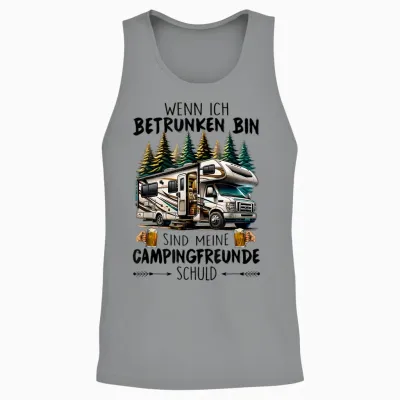 T-Shirt with German Text "wenn Ich Drunken Bin Sind Meine Campingfreunde Schuld" [ Unisex Tank Top - Sport Grey