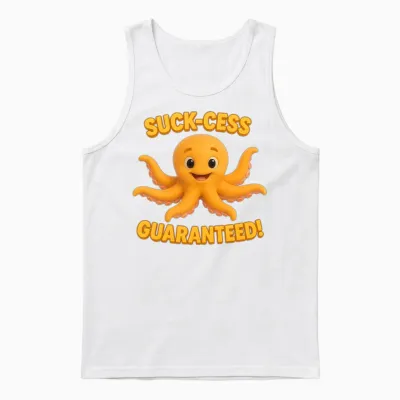 Suck-Cess Guaranteed Funny Octopus Unisex Tank Top - White