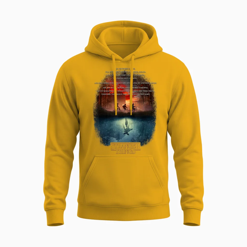 Stranger Things Upside Down Poster Officially Licensed Unisex Hoodie in Gold
