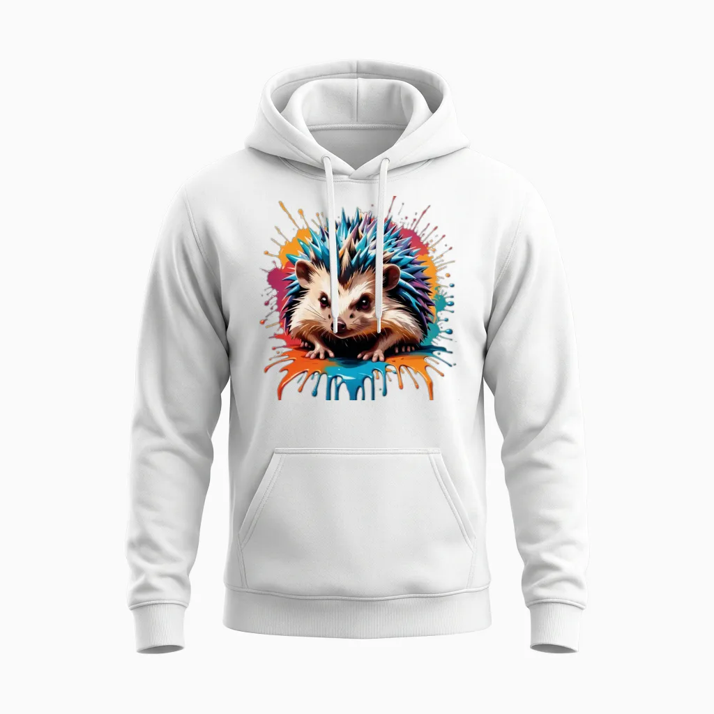 Retro Style Hedgehog Unisex Hoodie in White