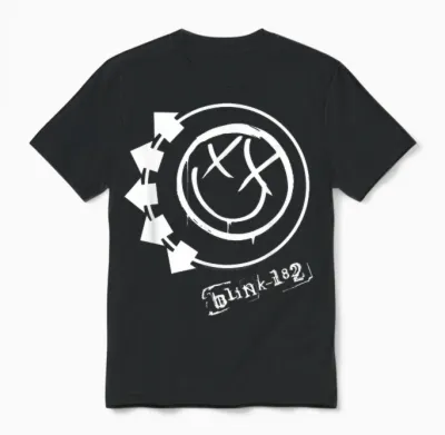 Blink 182 Smile Rock Music Band by Rock Off Unisex T-Shirt - Black