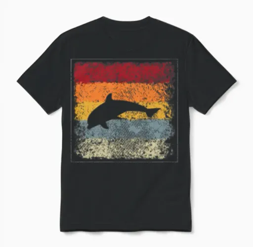Fish Retro Unisex T-Shirt - Black