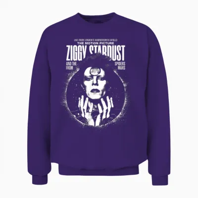 David Bowie Ziggy Stardust, the Sukita Movie Photo Unisex Sweatshirt - Purple