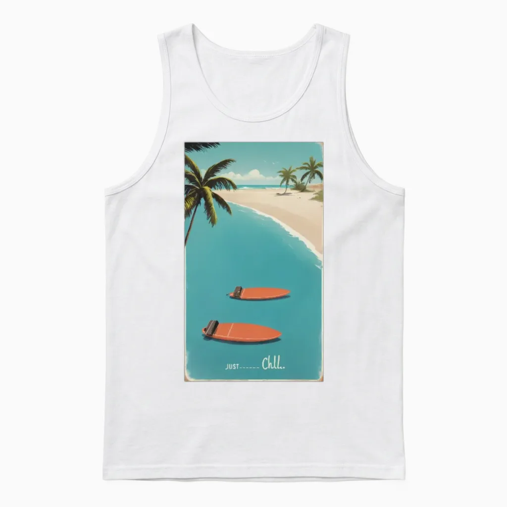 Just Chill Retro V1 Unisex Tank Top in White