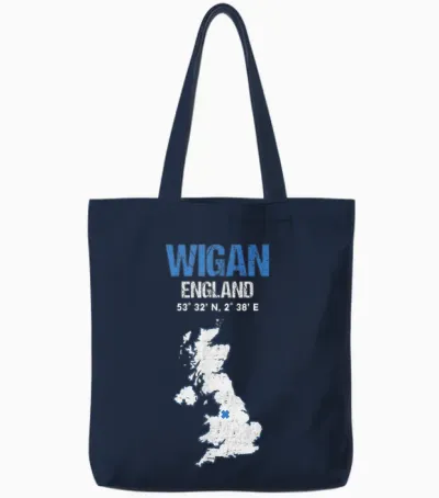 Ville De Wigan, Angleterre Tote Bags - Navy