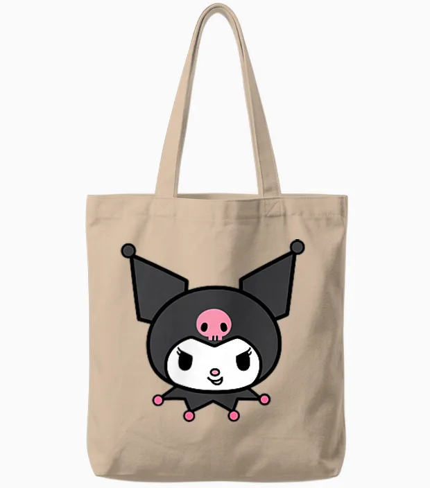 Sanrio Kuromi Front and Back Logo Tote Bags in Natural