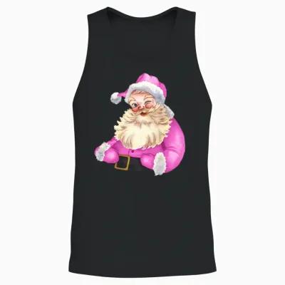 Retro Pink Santa Claus-Retro Pink Santa Claus Wate Unisex Tank Top - Black