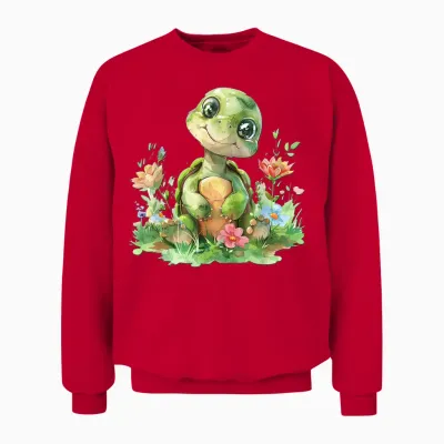 Baby Schildkröte Mit Blumen Süße Kröte Mädchen Tochter Sohn Unisex Sweatshirt - Red