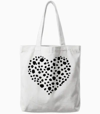 Cute Dalmatian Pattern Heart Love for Women and Girls T-Shirt, White Tote Bags - White