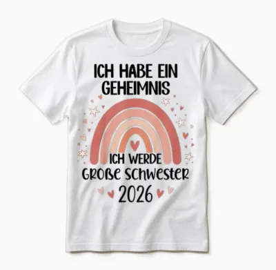 T-Shirt with German Text "ich Habe Ein Geheimnis Kinder Unisex T-Shirt - White
