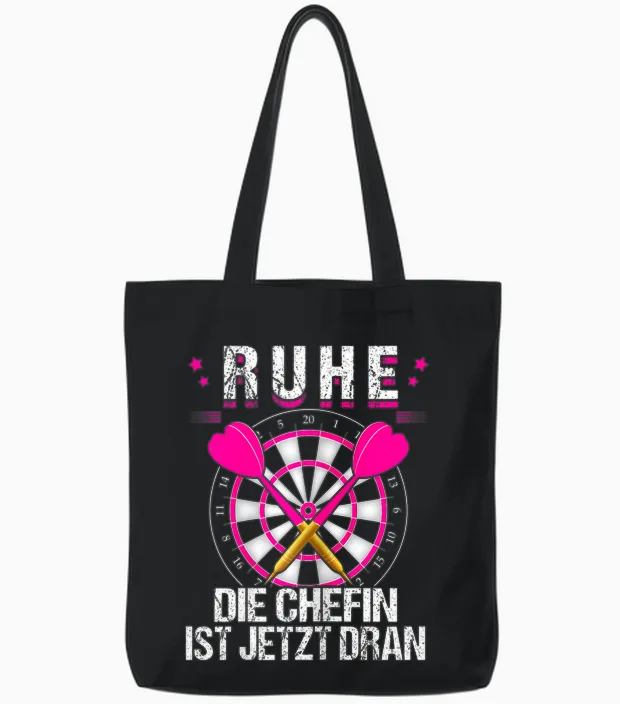 Women's Rest Die Chefin Ist Jetzt Dran, Darts Dartter Women's Dart T-Shirt, Black Tote Bags in Black