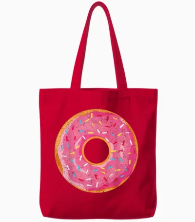 Donut T-Shirt Doughnut Costume Shirt T-Shirt, White Tote Bags - Red