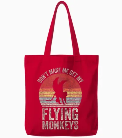 Vintage Retro Don't Make Me Get My Flying Monkeys Tote Bags - Red