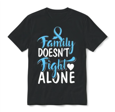 Prostate Cancer Awareness Family Ribbon Quote Unisex T-Shirt - Black