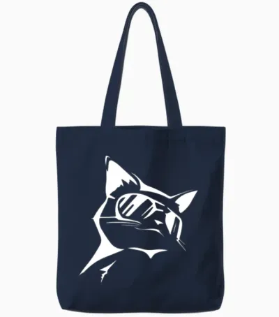 Smart Cat Tote Bags - Navy