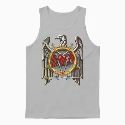 Slayer - Eagle Small Logo White Unisex Tank Top - Ash