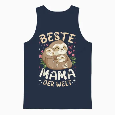Beste Mama Der Welt Faultiere Mutter & 2 Kinder, Muttertag Unisex Tank Top - Navy