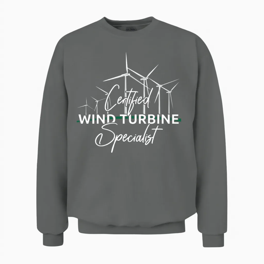 Wind Turbine Technician Windmill Renewable Energy Unisex Sweatshirt in Graphite Heather