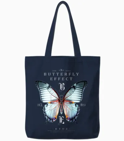 Backprint Butterfly Mode Fashion Damen Herren Schmetterling Tote Bags - Navy