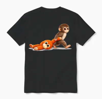 Retro Cute Monkey Punch Ultimately I Have to Be Brave Viral Unisex T-Shirt - Black