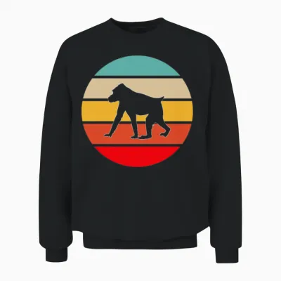 Monkey Retro Unisex Sweatshirt - Black