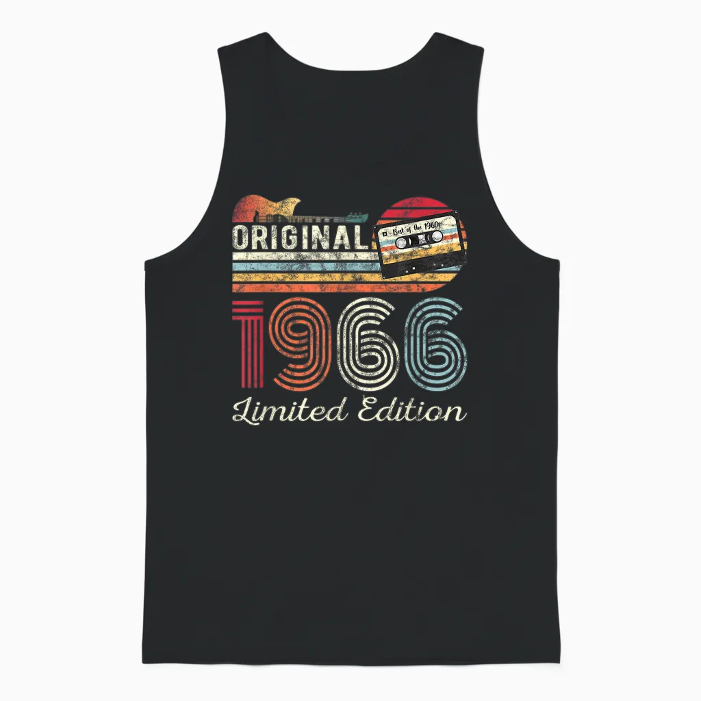 Original 1966 Geburtstag Gitarren Musiker Kassette Tape Unisex Tank Top in Black