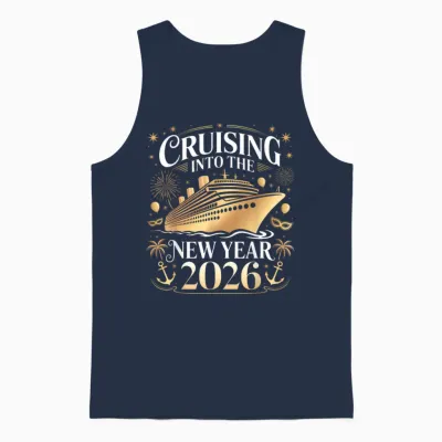 Cruising into 2026 New Years Eve Party Favors Family Holiday Unisex Tank Top - Navy