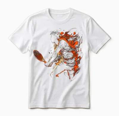 Tennis Player Retro Tennis Vintage Flames Unisex T-Shirt - White