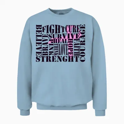 Breast Cancer Words Unisex Sweatshirt - Light Blue