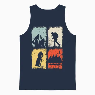 Hiking Retro Unisex Tank Top - Navy