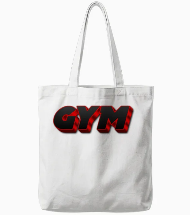 Bold Gym Text in Red and Black Tote Bags in White