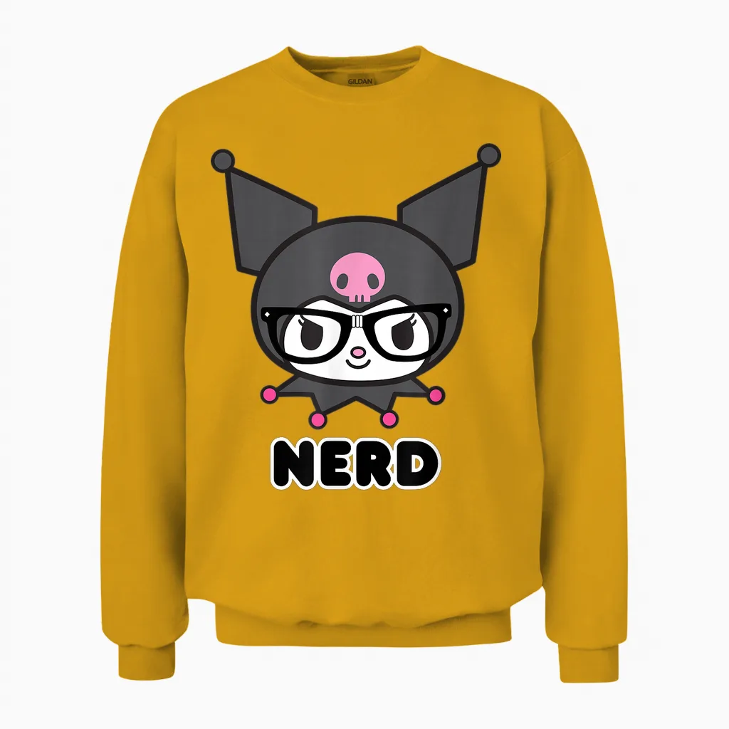 Sanrio Kuromi Nerd Glasses Unisex Sweatshirt in Gold